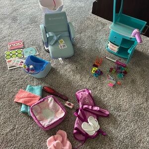 American Girl Doll Salon Set - Blue and Pink